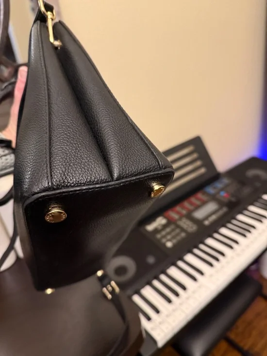 Michael Kors Black Pebbled Leather Satchel Crossbody Bag Purse - Picture 7 of 16